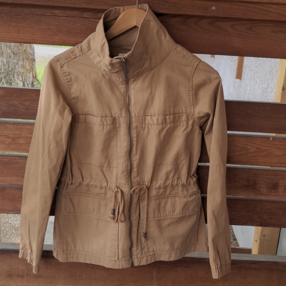 Old Navy jacket cotton field camel brown zippered XS